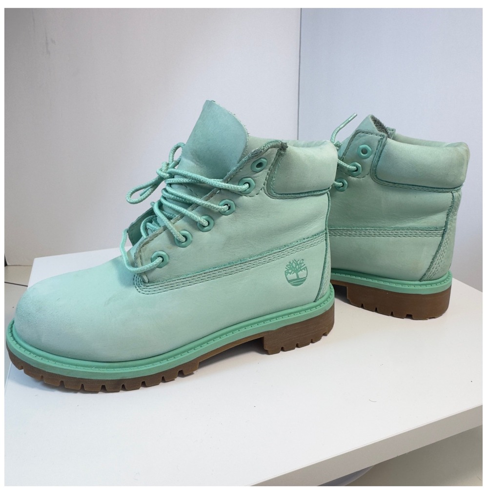 Timberland‎ 6 Inch Premium Kids Size 1 Mint Green Waterproof Nubuck Boots